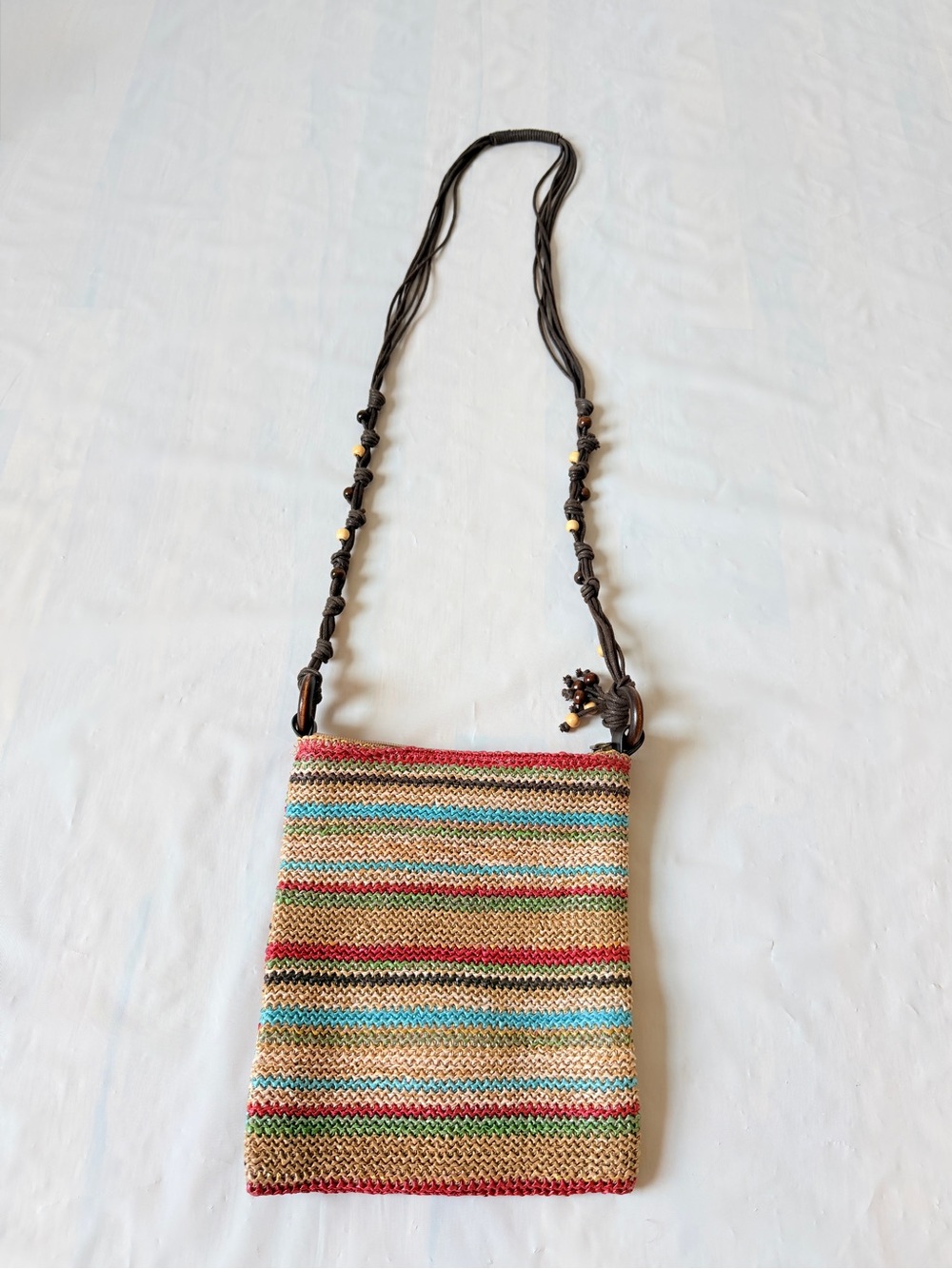 Sun N Sand woven straw Portola Stripe crossbody Bag multi-colored